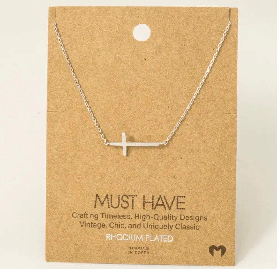 Side Cross Necklace