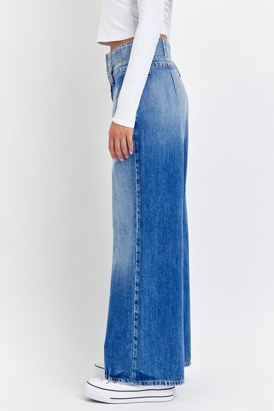 Liz High Rise 3 Button Wide Leg