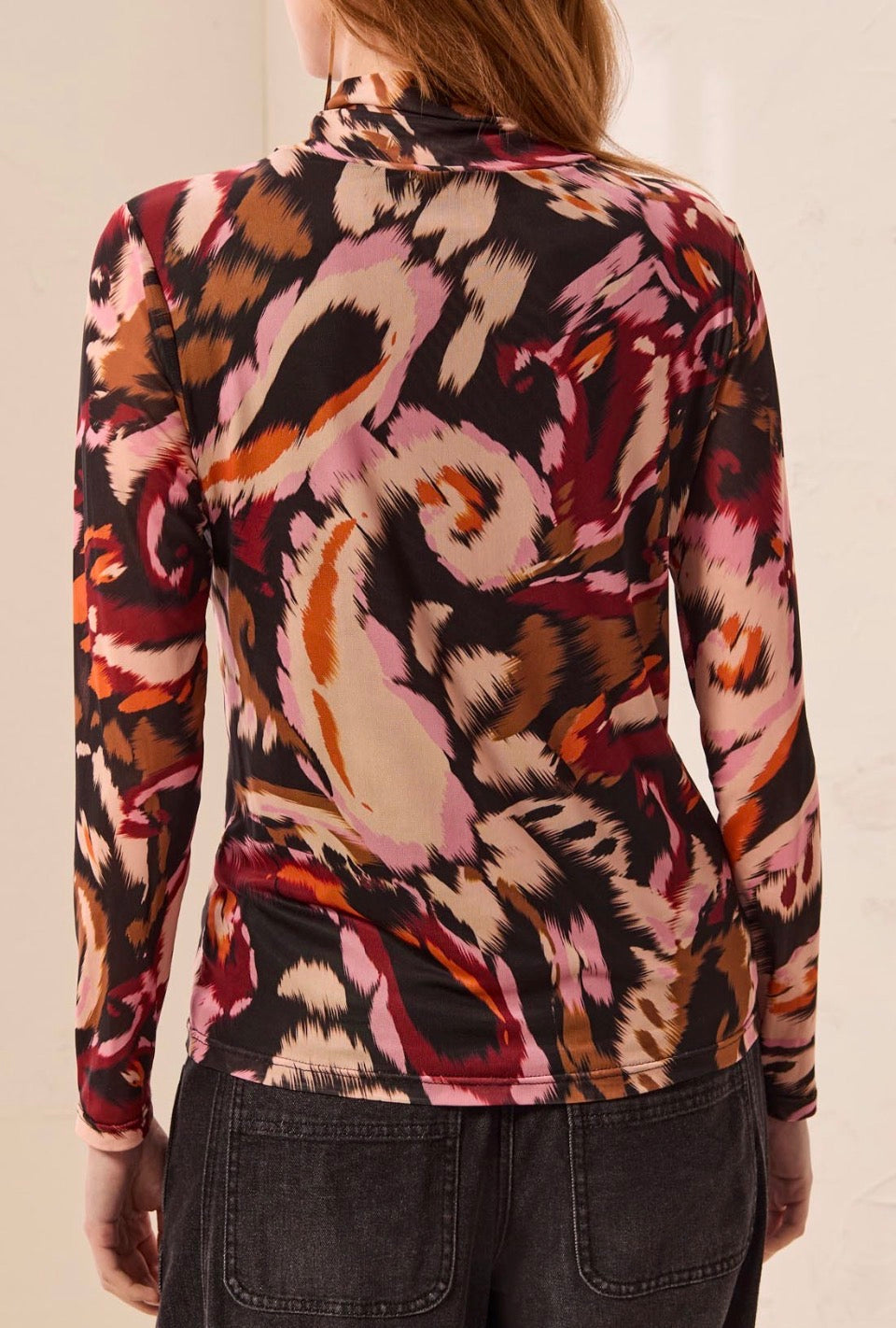 Tribal Mesh Turtle Neck