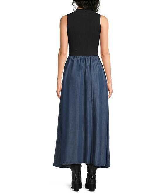 Elan Mock Neck Sleeveless Midi