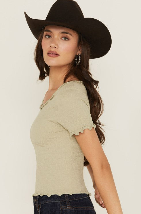 Seamless Jacquard Short Sleeve Top
