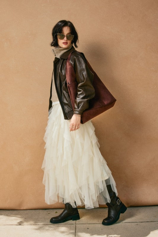 Peony Veil Ruffled Skirt
