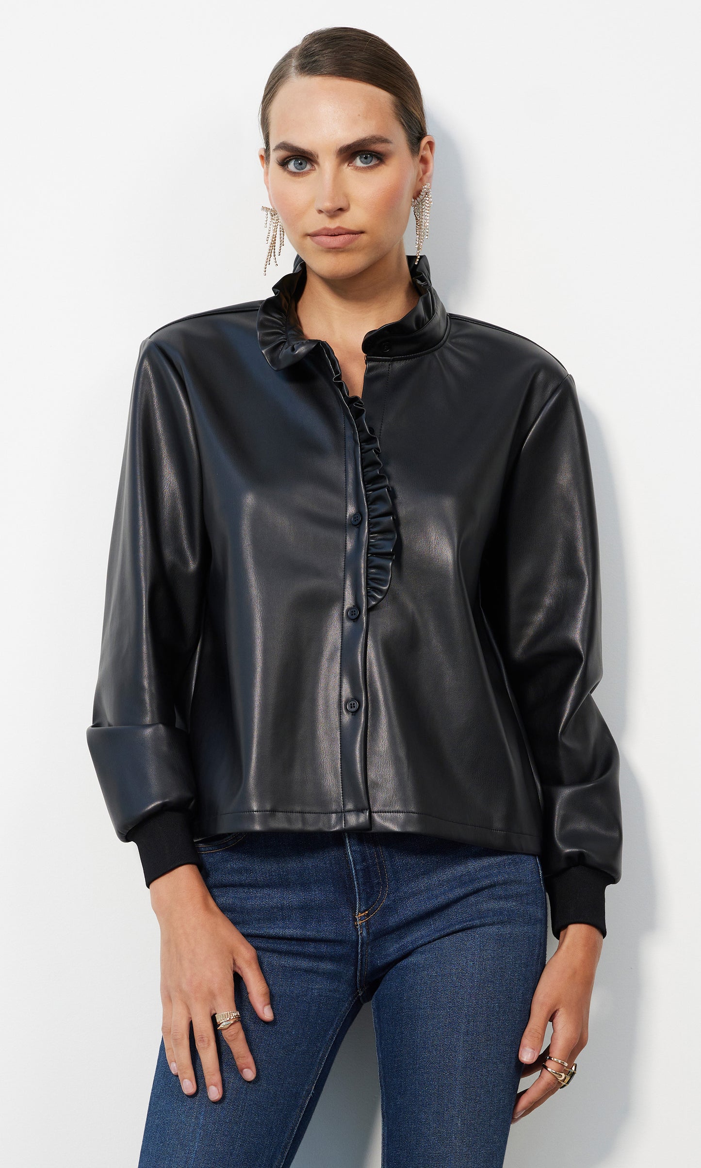 Bobi Button Up Ruffle