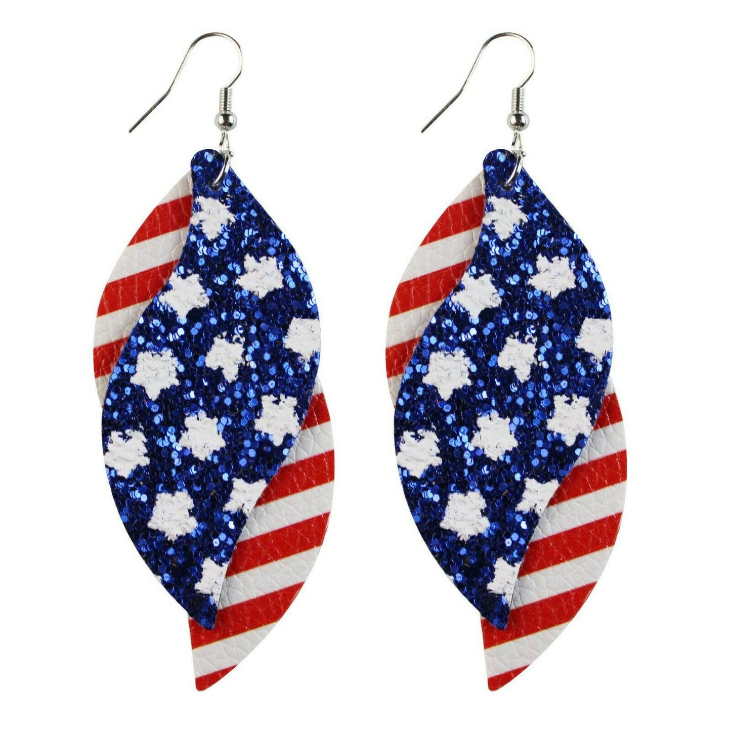 Patriotic 4th Of July Glitter and Leather Earrings: #1
