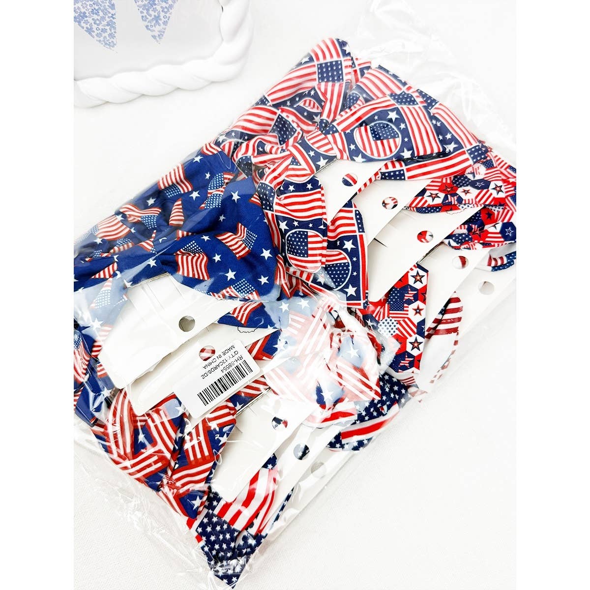 American Flag Bow Hair Clip Set: MIX COLOR / ONE(12)