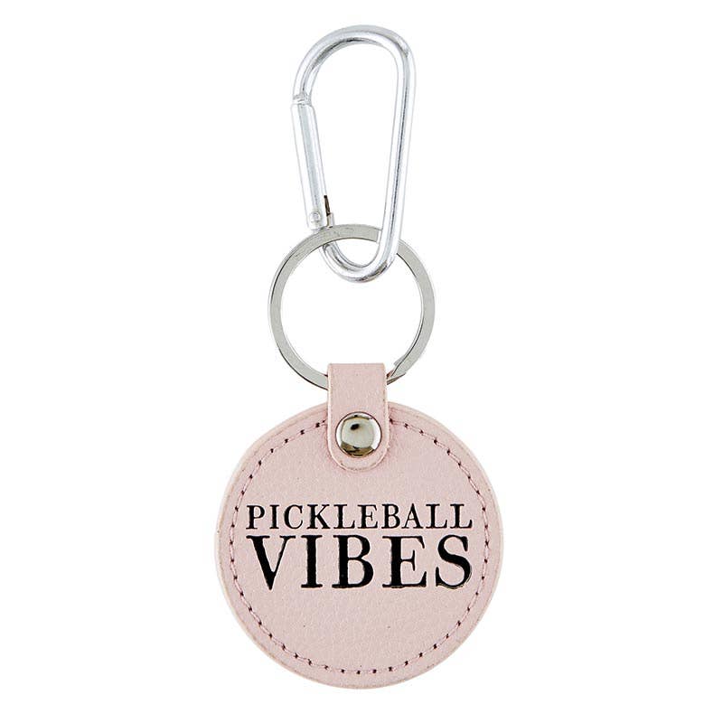 Round Leather Keychain Pickleball vibes