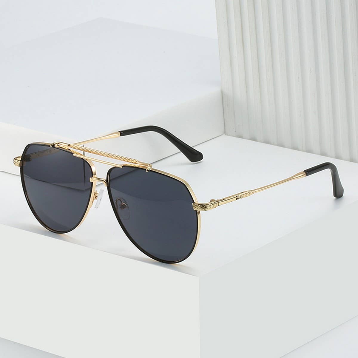 LARGE LENS AVIATOR SUNGLASSES UNISEX_CWASG0285: COFFEE / (OS) 2
