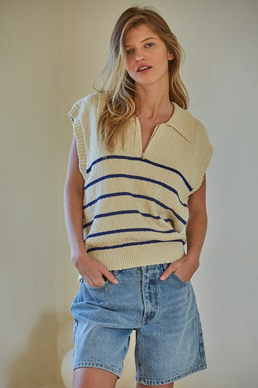 Asher Half Zip Sleeveless Sweater