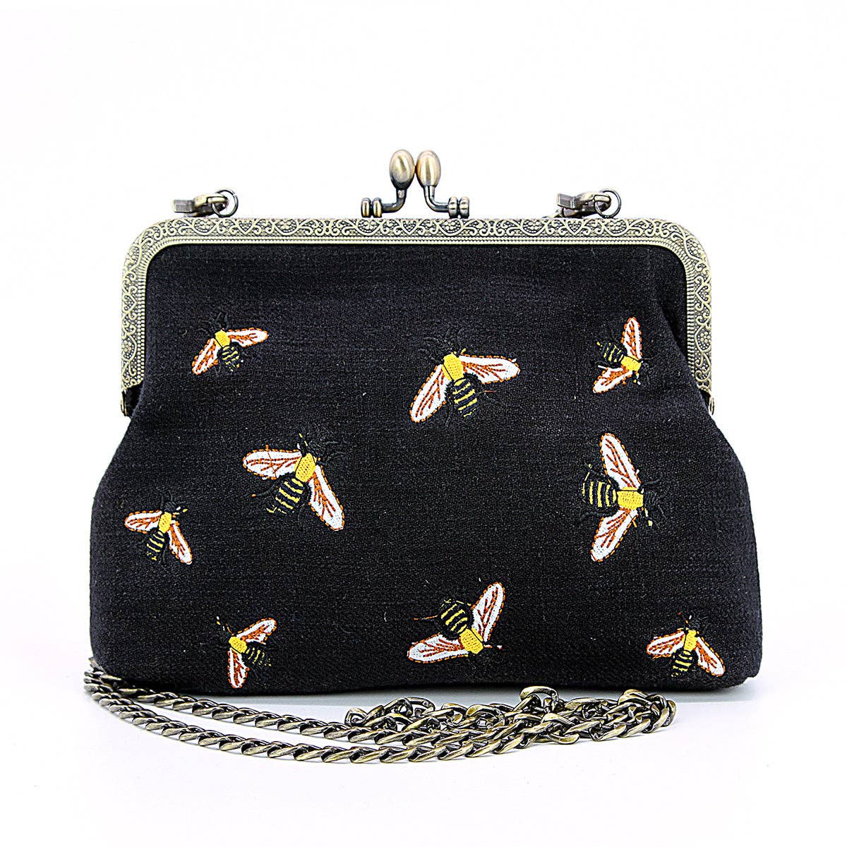 Bees Kisslock Bag: Yellow