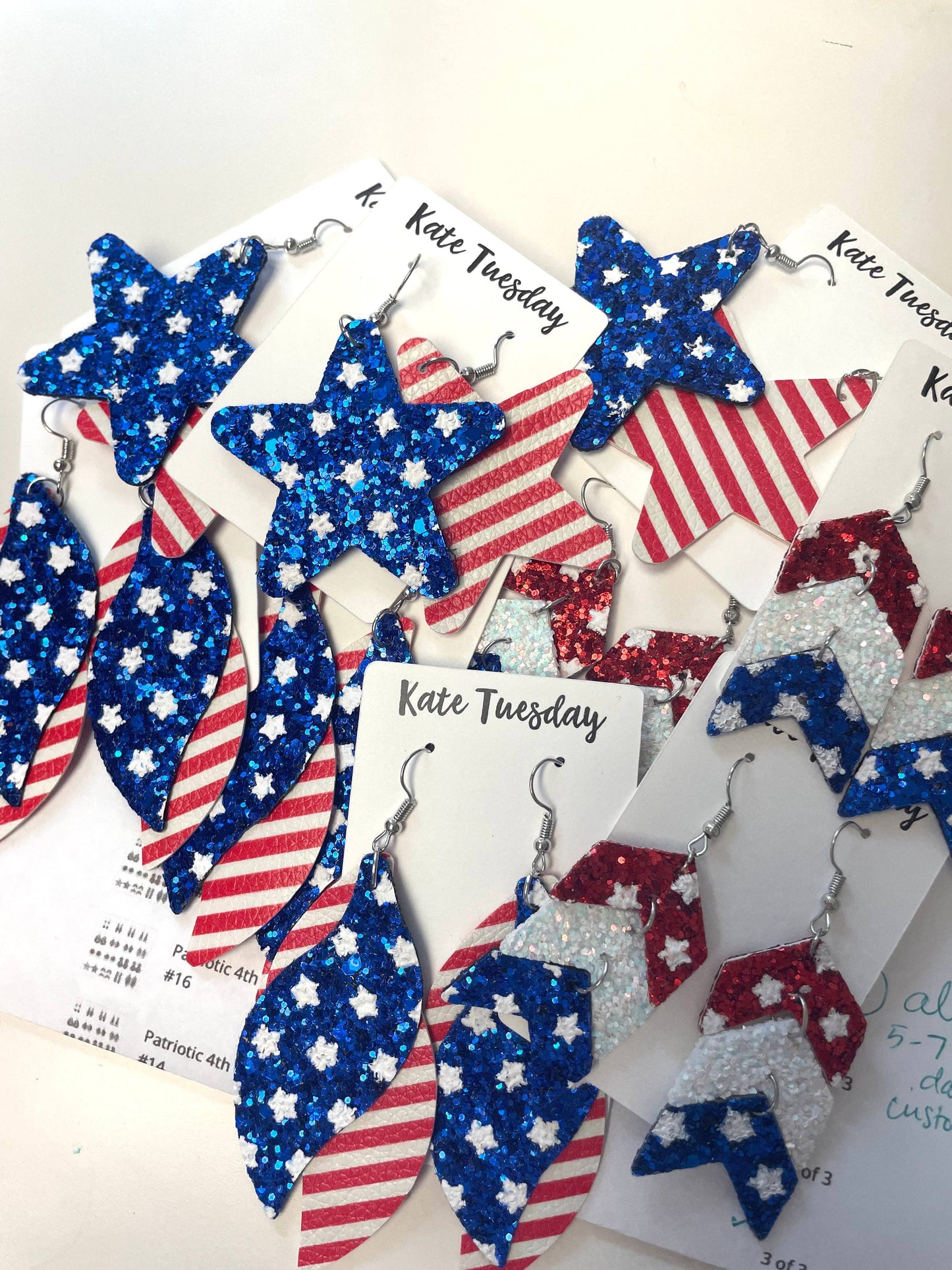 Patriotic 4th Of July Glitter and Leather Earrings: #1
