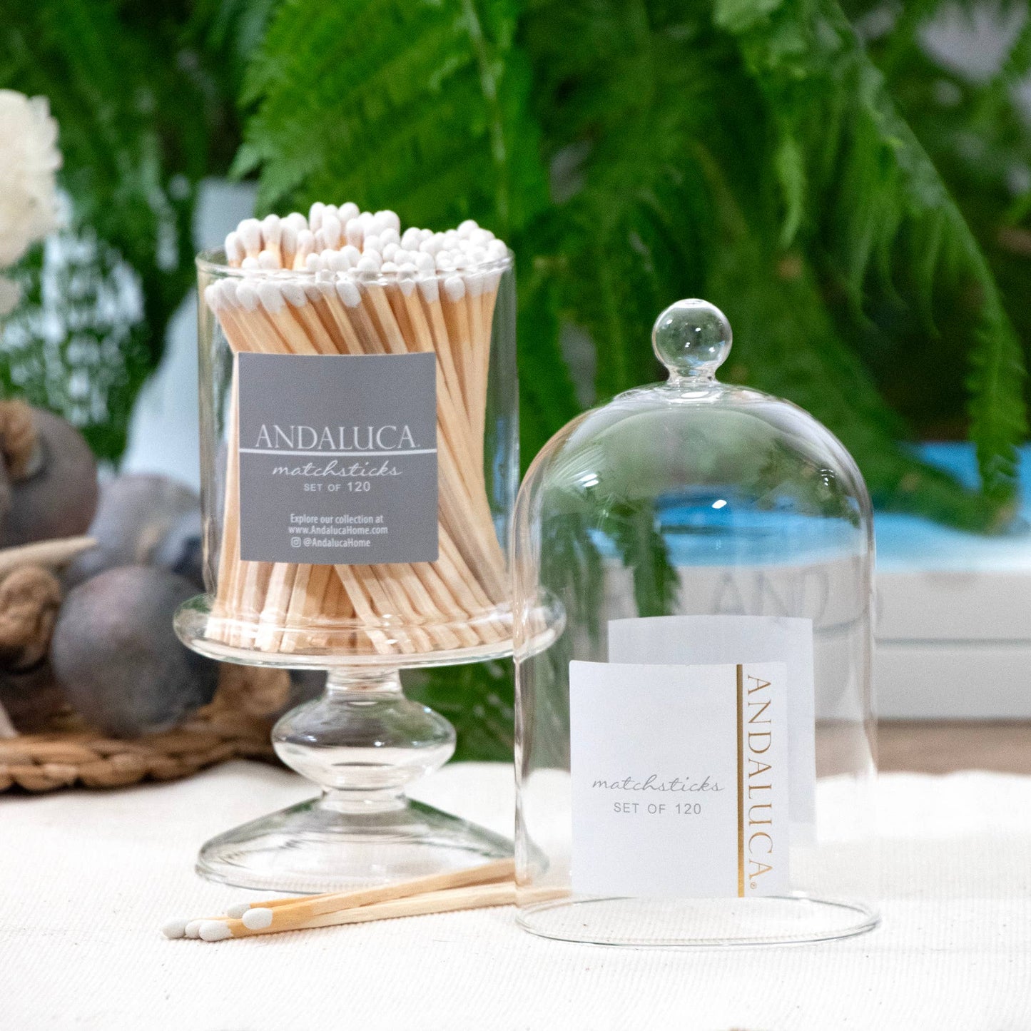 Glass Jar with Lid & Wooden White Matches