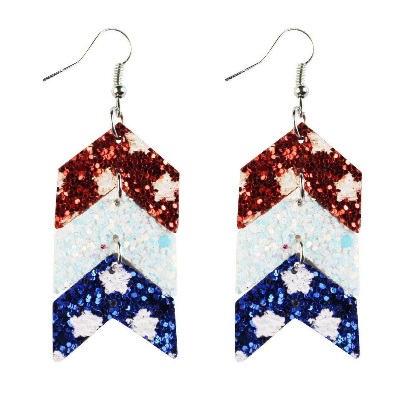 Patriotic 4th Of July Glitter and Leather Earrings: #1