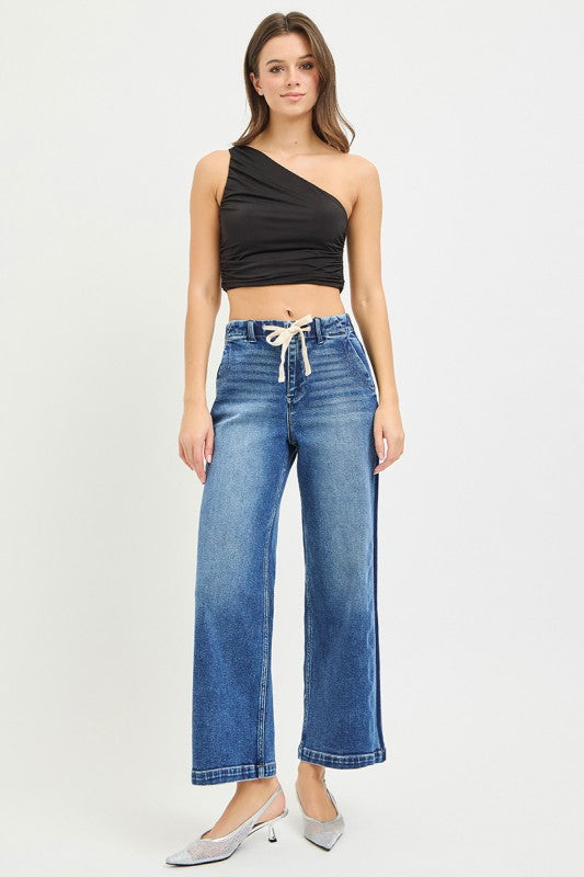 Caleb Track Stripe Cropped Wide Leg