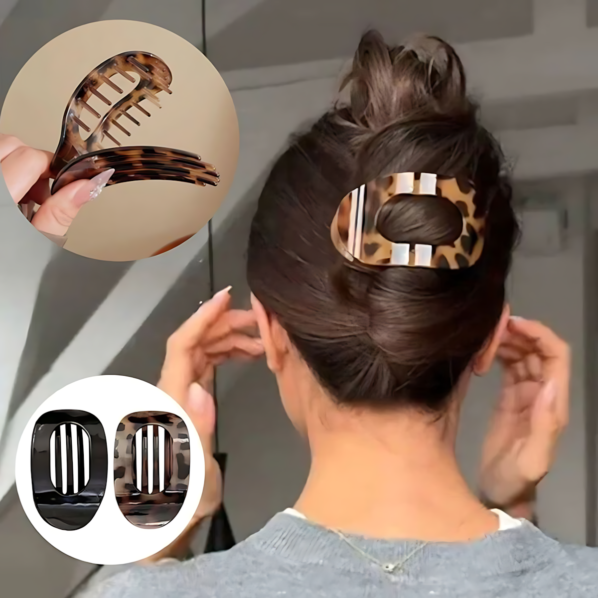 Oval Flat Hair Clip for Women, Strong Grip Clamp_CWAHA07281: MATTEBLACK / (OS) 1
