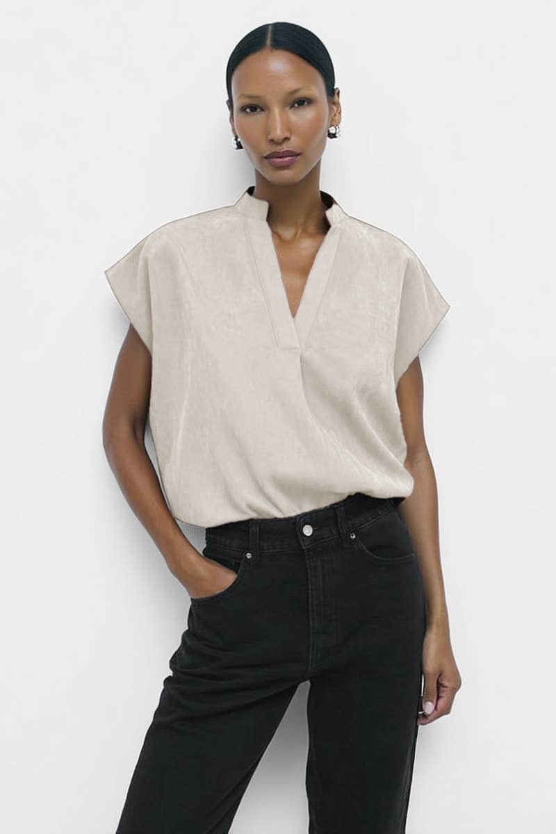 Soft Matte Drop Shoulder Blouse: Off White / M