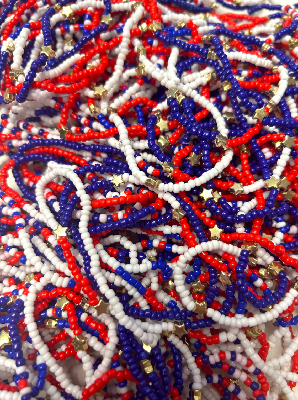 ❤️💙🤍 Red, White + Blue Patriotic Stretchy Mix Bracelets: 40 Bracelets