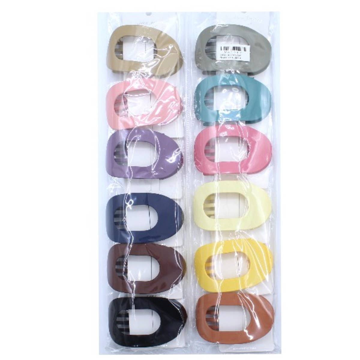 12 Colors of Oval Shape Flat Hair Claw: MIX COLOR / ONE(12)
