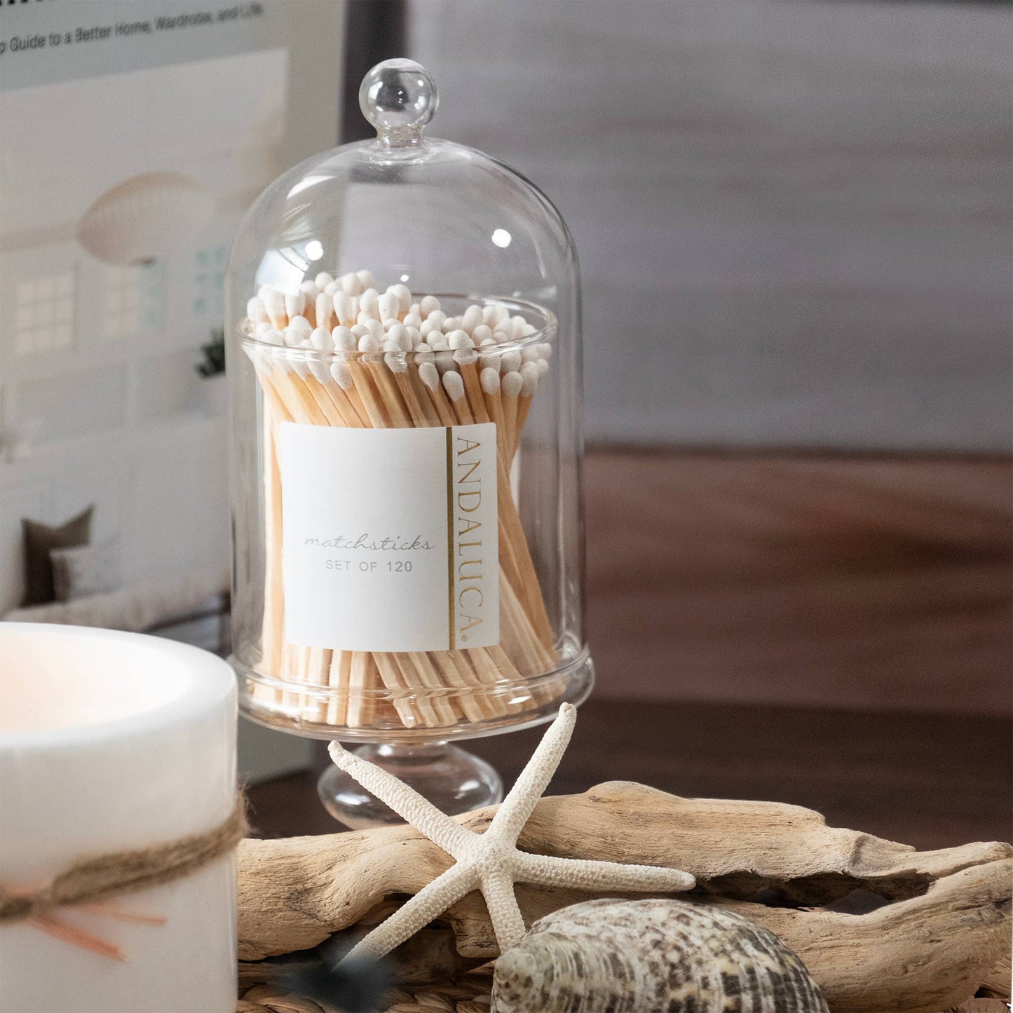 Glass Jar with Lid & Wooden White Matches