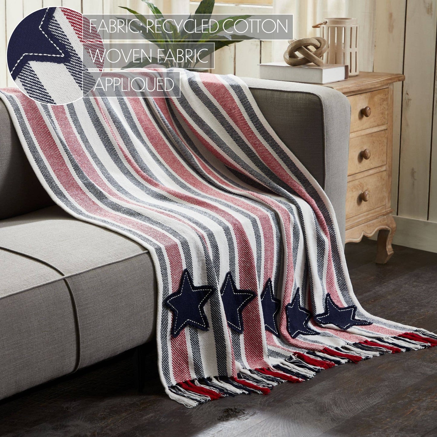 Americana Red White Blue Stripe Throw Blanket 50x60