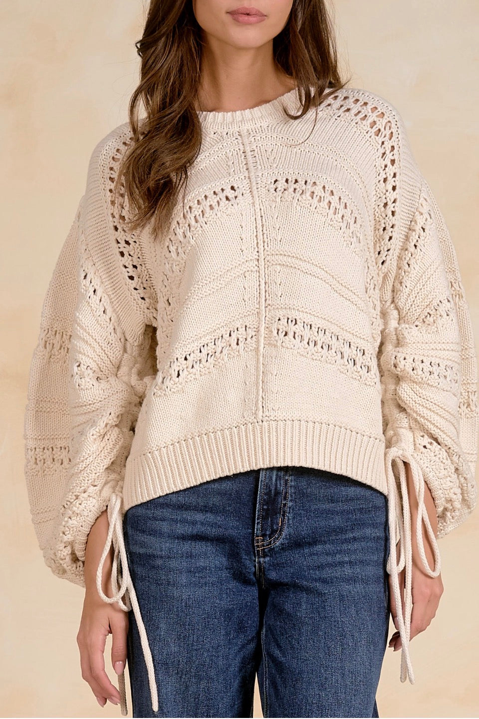 Elan Open Knit Tie Sweater