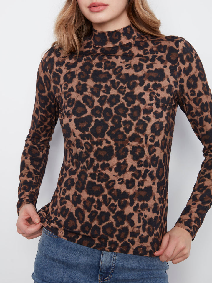 Charlie B Leopard Mock Neck