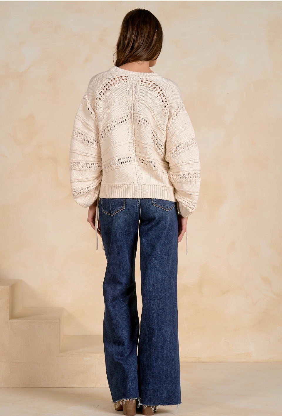 Elan Open Knit Tie Sweater