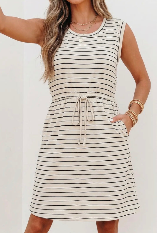 Striped Drawstring Dress
