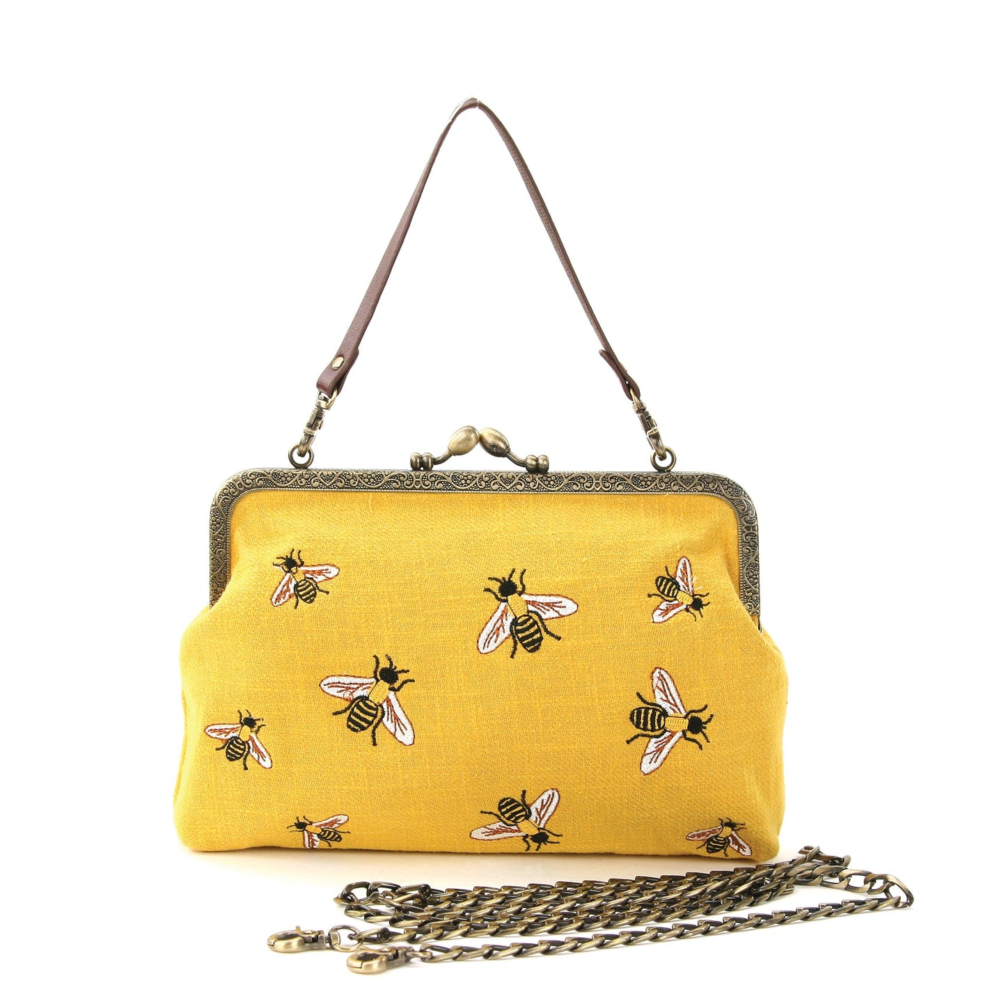 Bees Kisslock Bag: Yellow