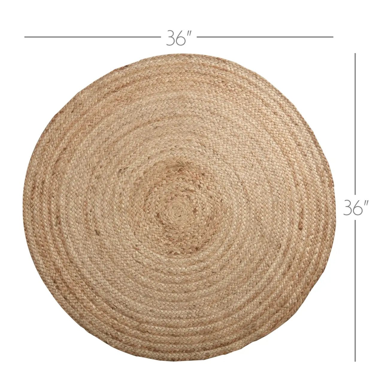Natural Braided Jute Round Rug 3ft with Rug Pad
