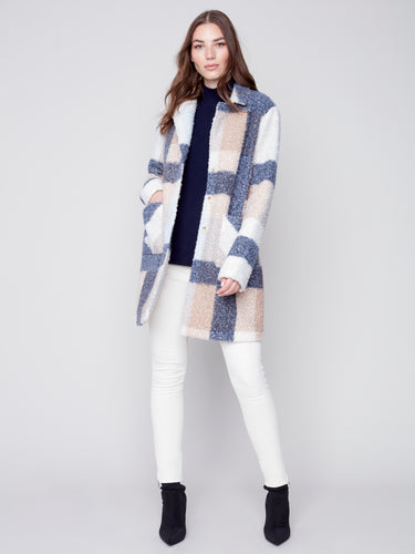 Charlie B Plaid Boucle Knit Coat