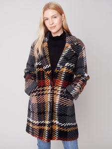 Straight Plaid Boucle Coat
