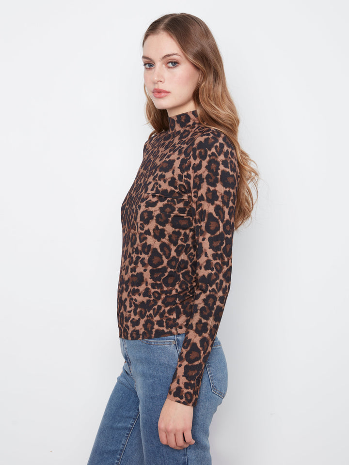 Charlie B Leopard Mock Neck