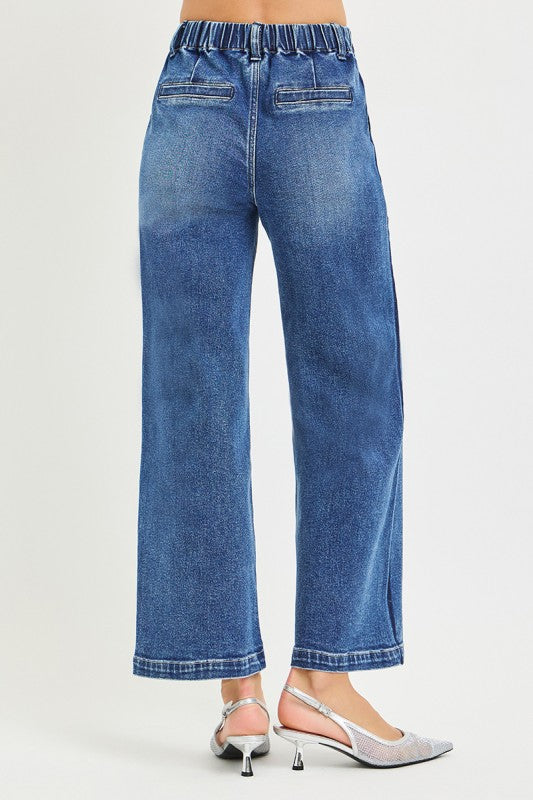 Caleb Track Stripe Cropped Wide Leg