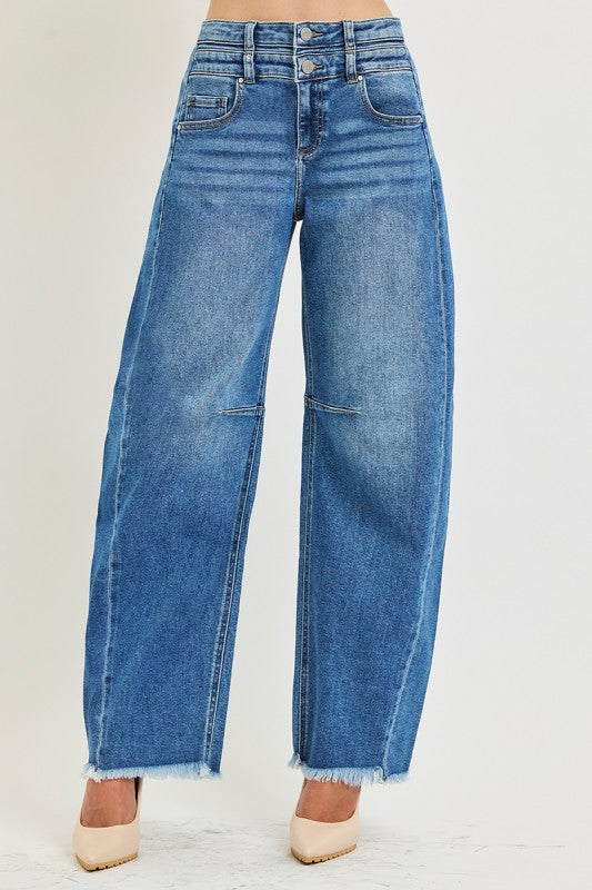 Slouchy Barrel Double Waistband Jeans