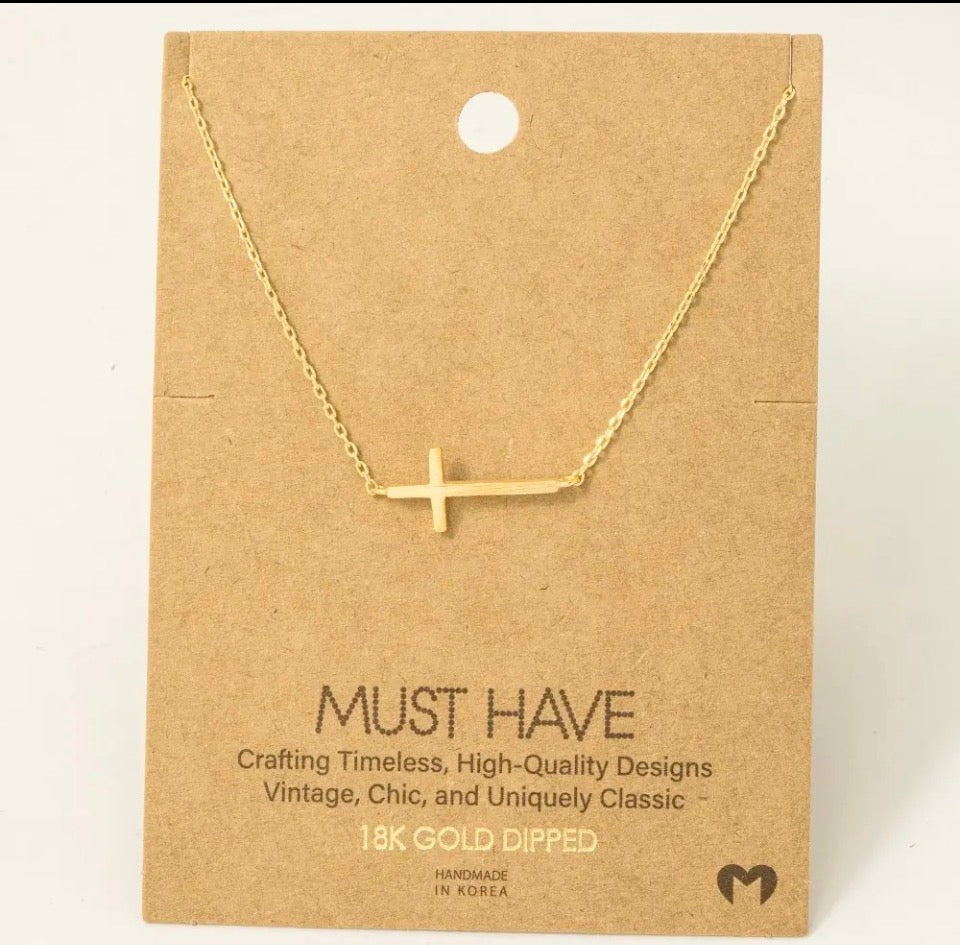 Side Cross Necklace