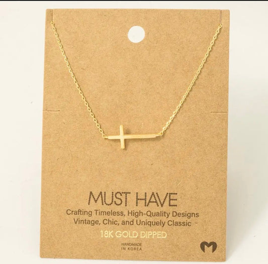 Side Cross Necklace