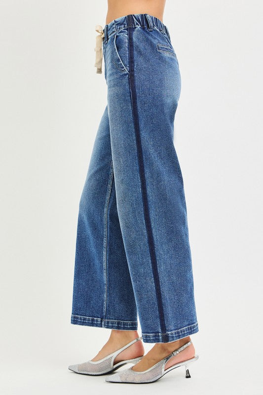 Caleb Track Stripe Cropped Wide Leg