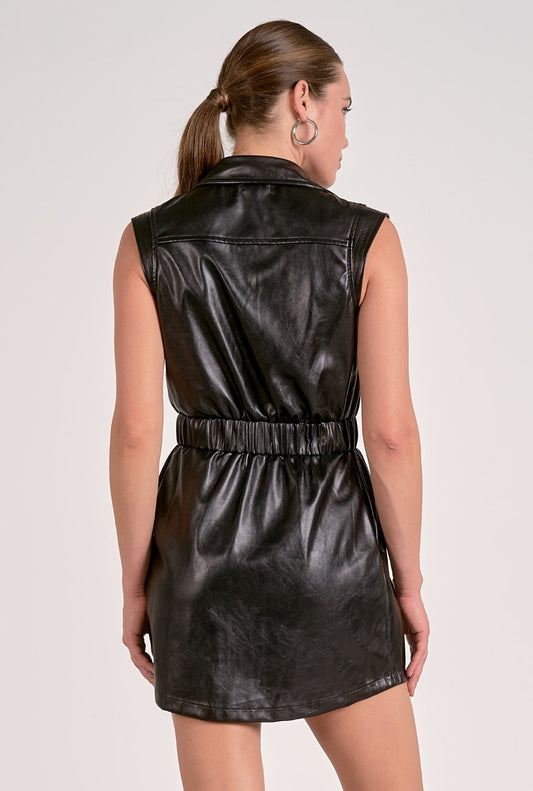 Elan Faux Leather Dress