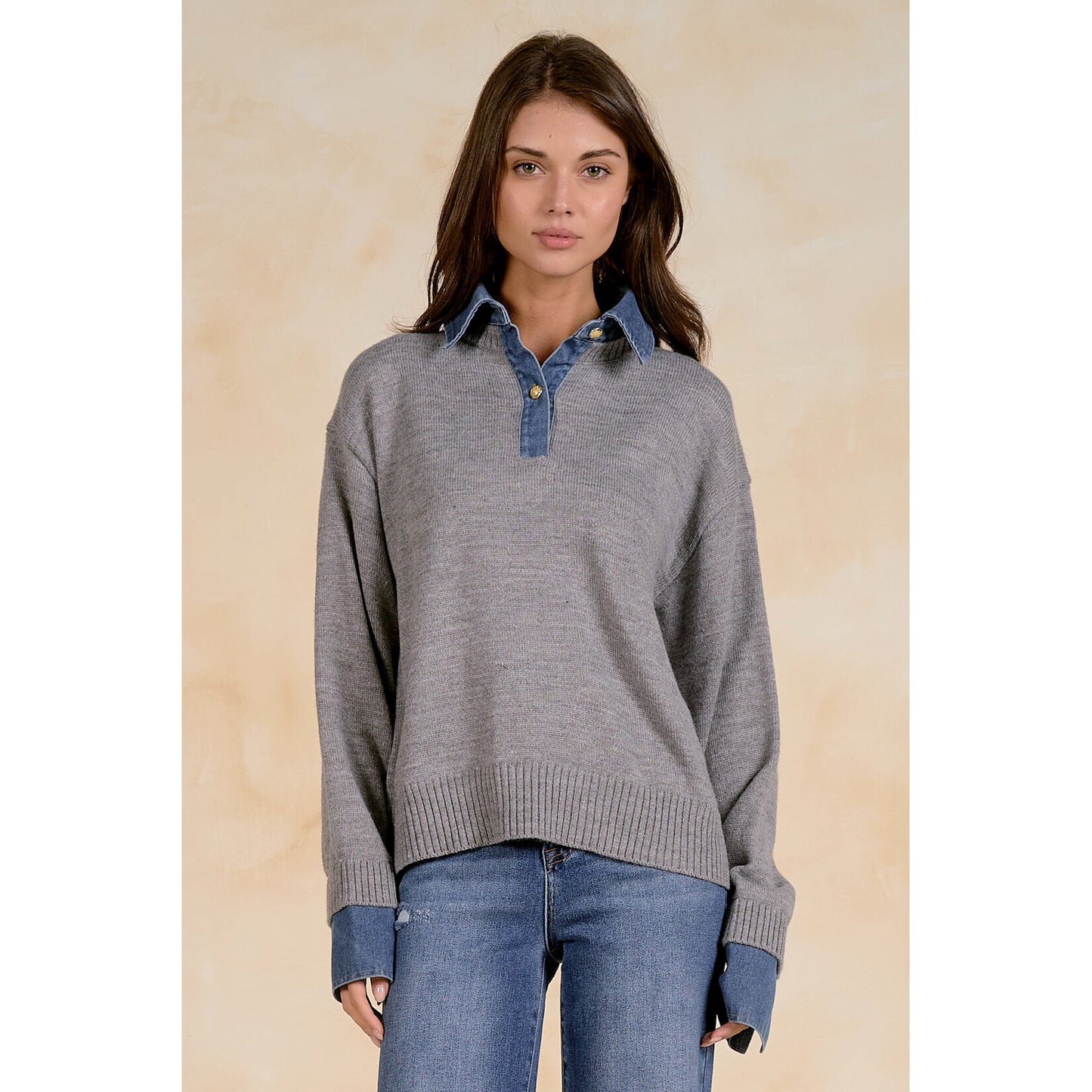 Elan Chelsey Collared Sweater
