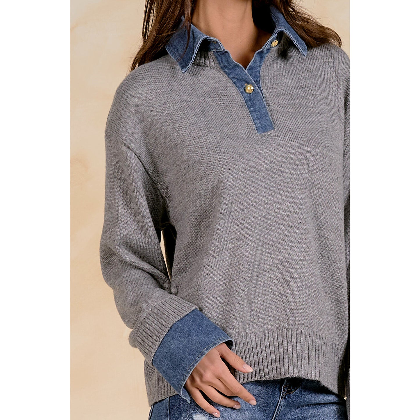 Elan Chelsey Collared Sweater