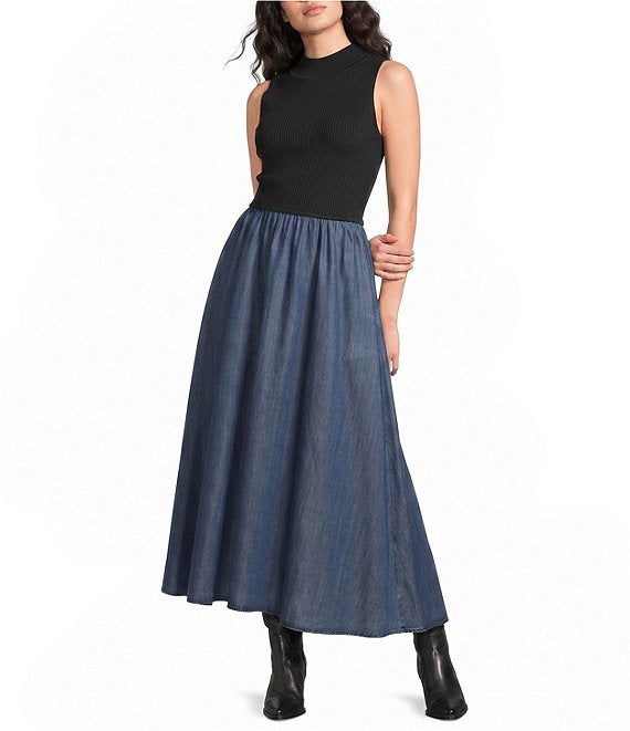Elan Mock Neck Sleeveless Midi