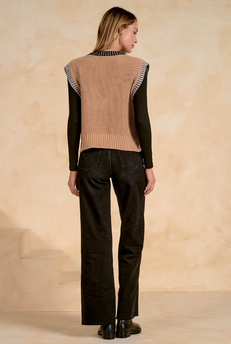 Elan Ribbed Hem Sweater Vest