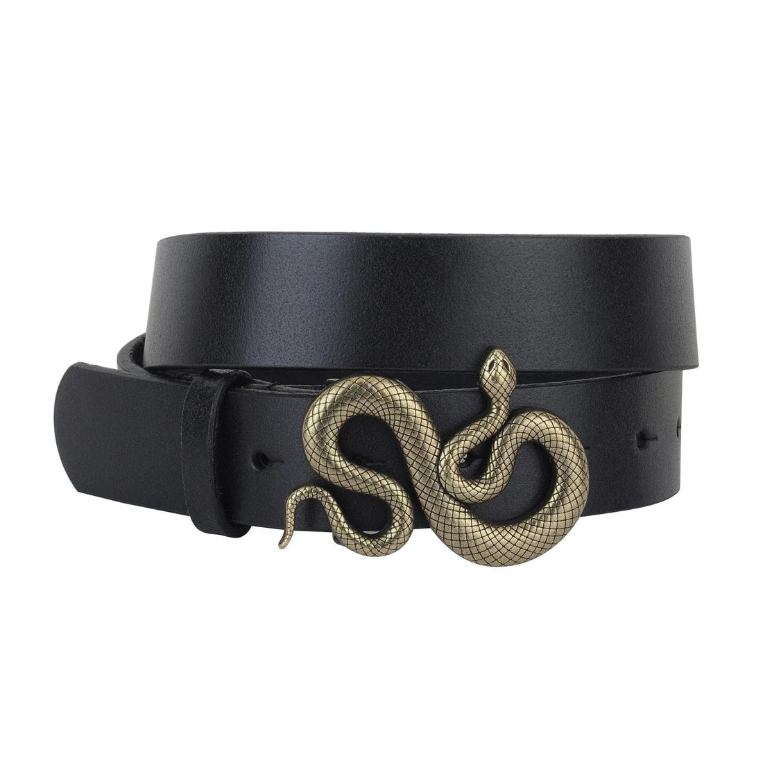 Snake Buckle Leather Belt
