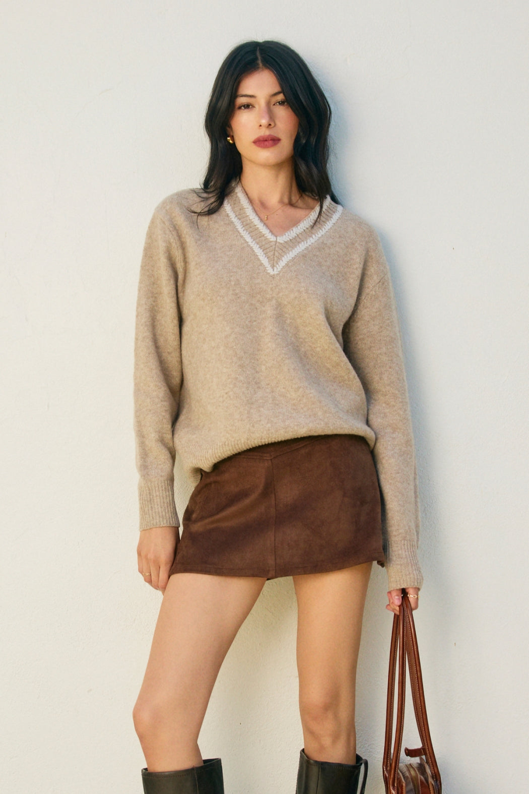 Contrast VNeck Sweater