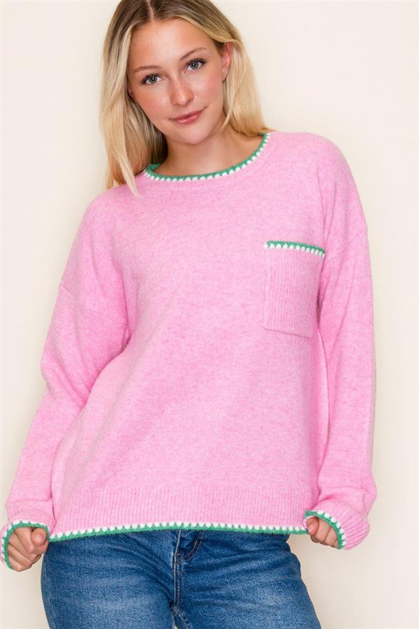 Karlie Hem Stitched Sweater