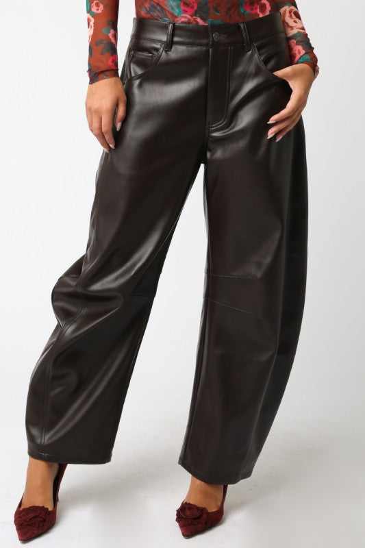 Alexis Leather Barrel Pants