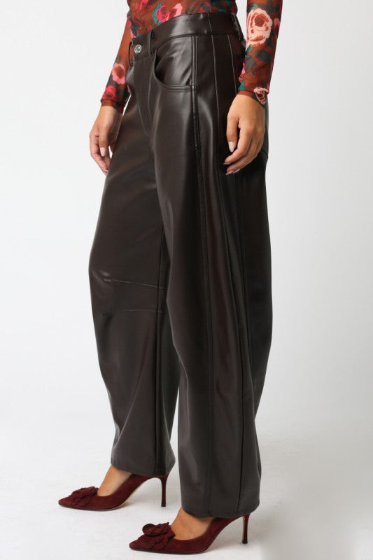 Alexis Leather Barrel Pants