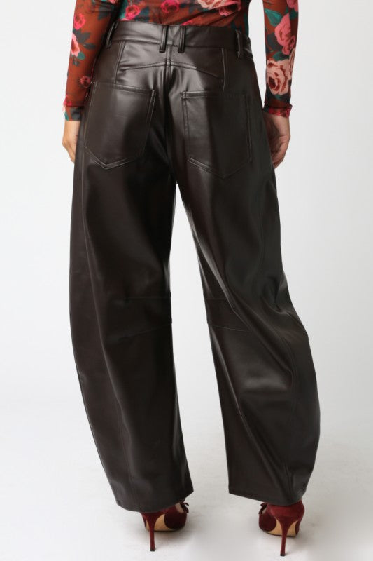 Alexis Leather Barrel Pants