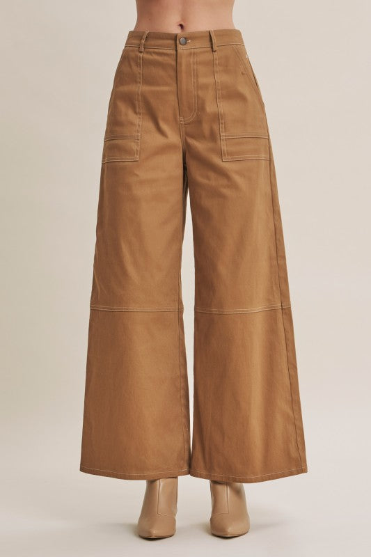 Contrast Stitch Wide Leg