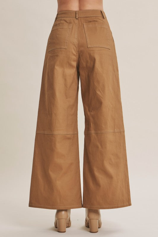 Contrast Stitch Wide Leg